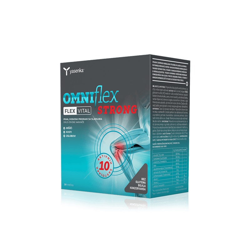 Colagen Marin, plicuri, gust de portocală, conține glucozamină, condroitină și MSM, Omniflex Flexvital Strong, 20 plicuri - poza 2