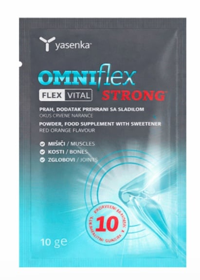 Colagen pentru articulații, Marin,1 plic, gust de portocală, conține glucozamină și MSM – Omniflex Flexvital Strong