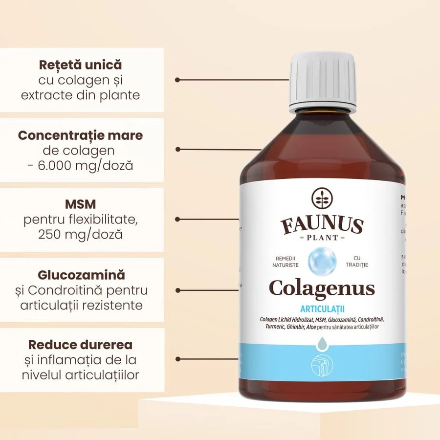 Colagenus Articulații - Colagen lichid. Flacon 500ml. Susține sănătatea articulațiilor, mușchilor și ligamentelor. Reduce durerile reumatice - poza 3