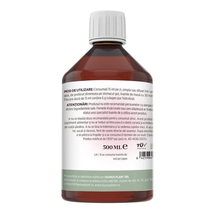 Colagenus - Colagen lichid hidrolizat. Flacon 500ml. Susține sănătatea articulațiilor, pielii, părului și unghiilor - poza 2