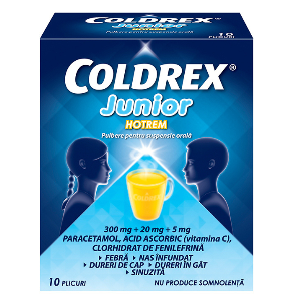 Coldrex Junior Hotrem 300 mg + 20 mg + 5 mg, Perrigo | 10 plicuri