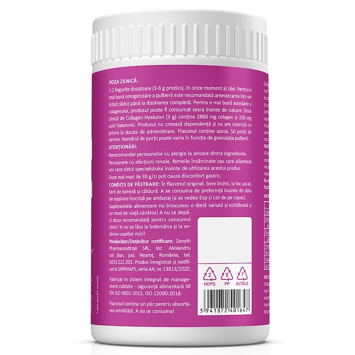 Collagen + Hyaluron, 150 g, Zenyth - poza 2