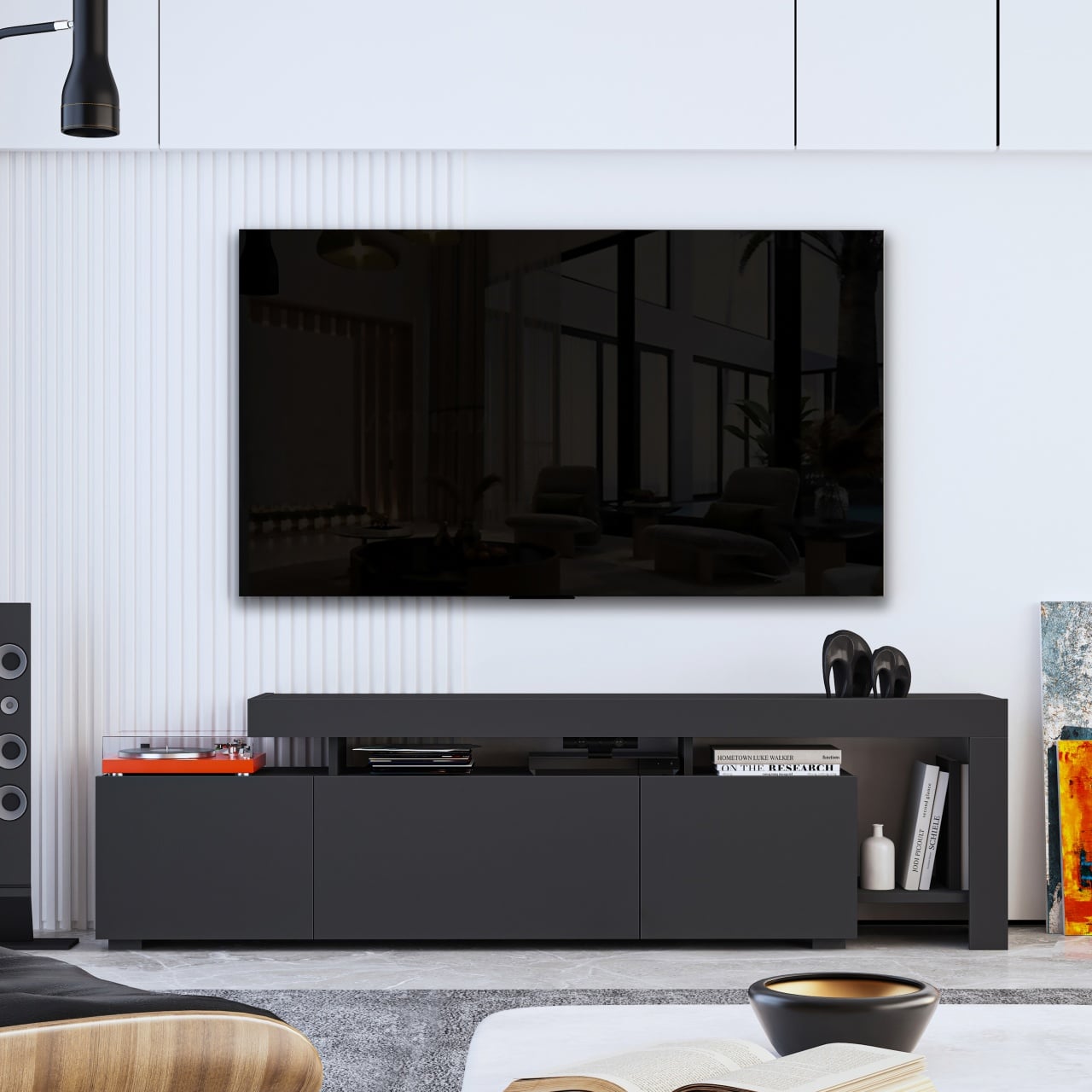 Comoda TV suspendata antracit pentru televizoare de până la 85'' - poza 1