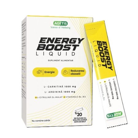 Complex aminoacizi cu vitamina B6 si B12 Energy Boost, 20 plicuri