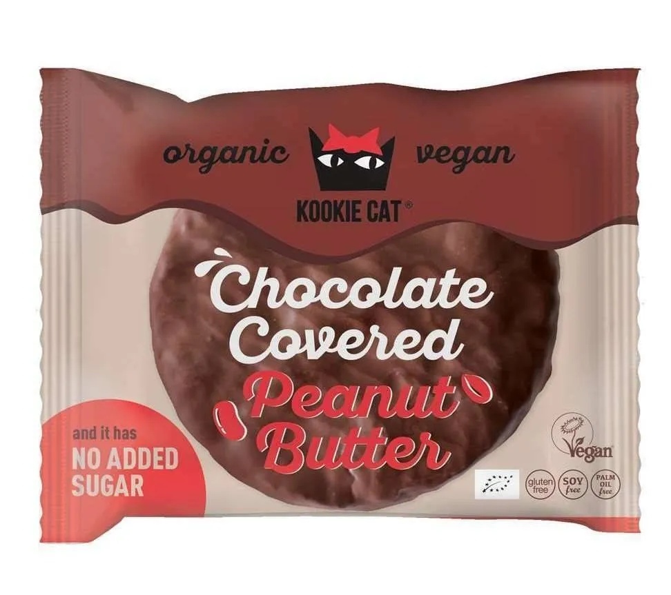 Cookie cu crema de arahide invelita in ciocolata fara gluten Eco, 50g, Kookie Cat