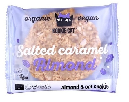 Cookie eco cu migdale și caramel sărat, 50g, Kookie Cat