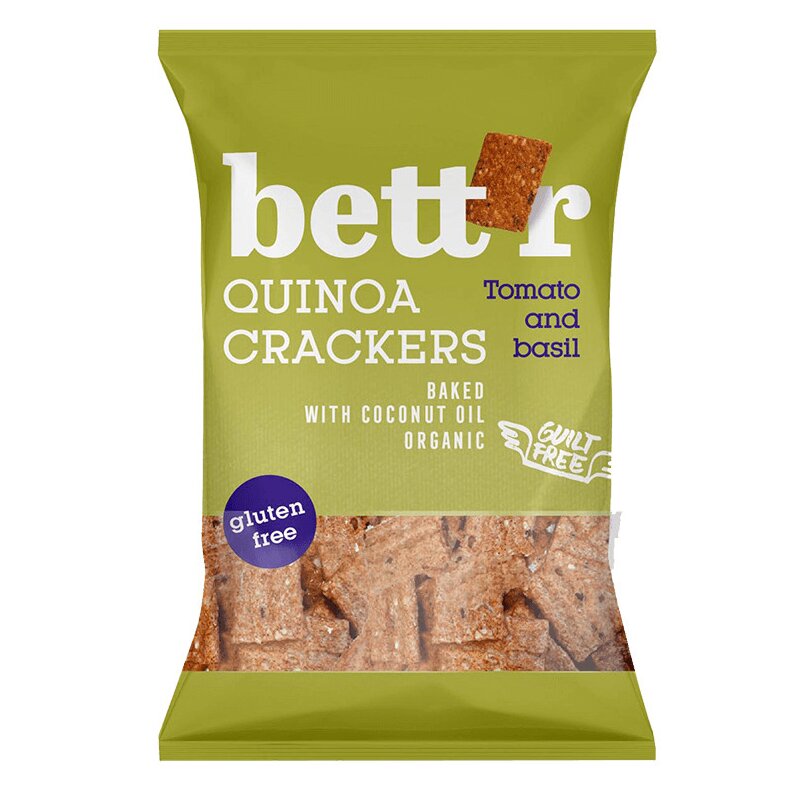 Crackers cu quinoa, rosii si busuioc bio 100g Bettr