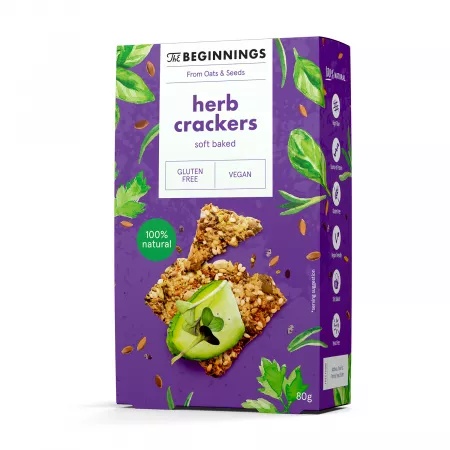 Crackers din ovaz cu seminte, 80g, The Beginnings