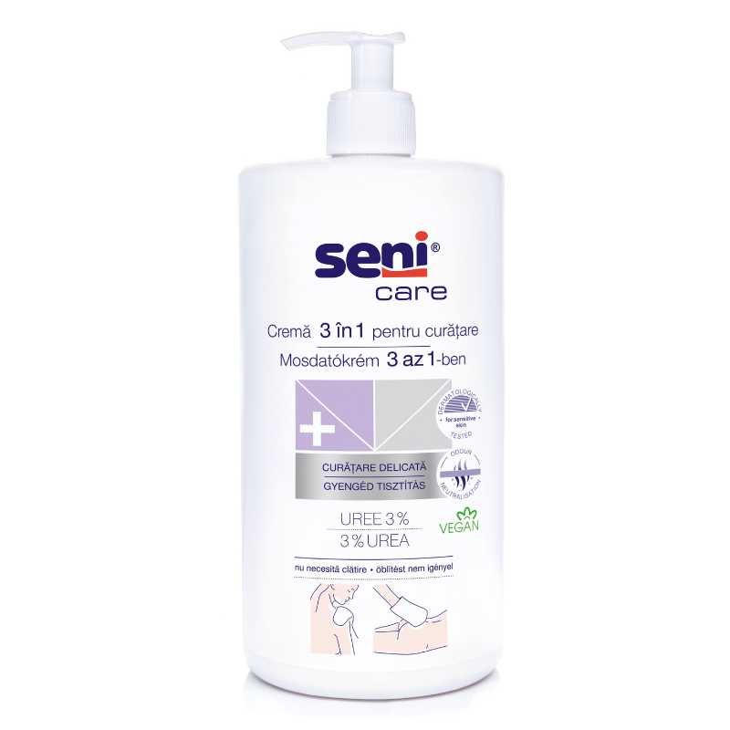 Crema 3 in 1 pentru curatarea pielii sensibile cu 3% uree SENI CARE, TZMO | 1000 ml