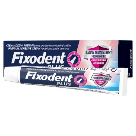 Crema adeziva pentru proteza Fixodent Plus - Food Barrier Fresh, 40g, P&G