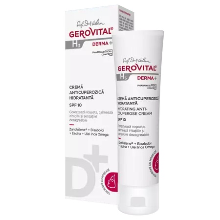 Crema anticuperozica hidratanta SPF10 H3 Derma+, 50ml, 402, Gerovital
