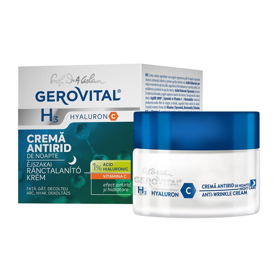 Crema antirid de noapte H3 Hyaluron C, 50 ml, Gerovital 493
