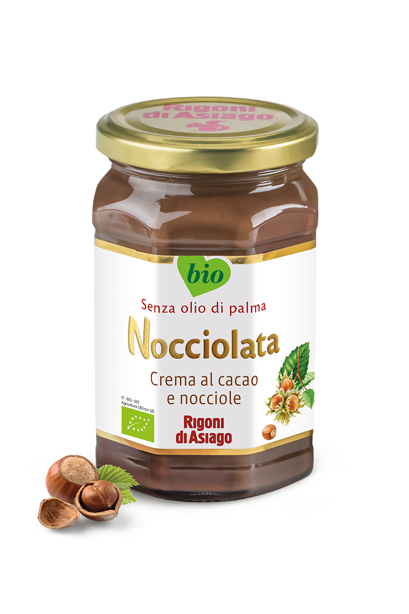 Crema bio cu alune si cacao de alune de padure cu lapte Nocciolata, 250g, Rigoni di Asiago