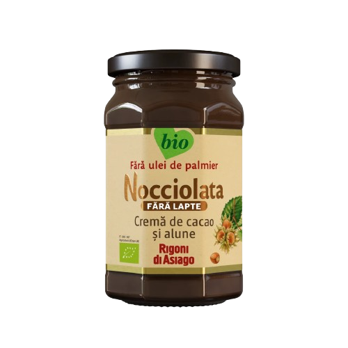 Crema bio cu cacao si alune de padure fara lapte Nocciolata, 250g, Rigoni di Asiago