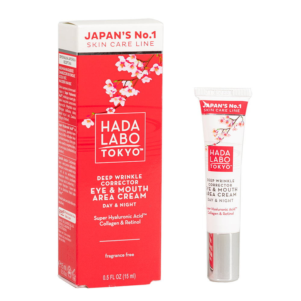 Crema de corectare a ridurilor adanci din jurul ochilor si a gurii de zi si de noapte cu Super Acid Hyaluronic, 15ml, Hada Labo