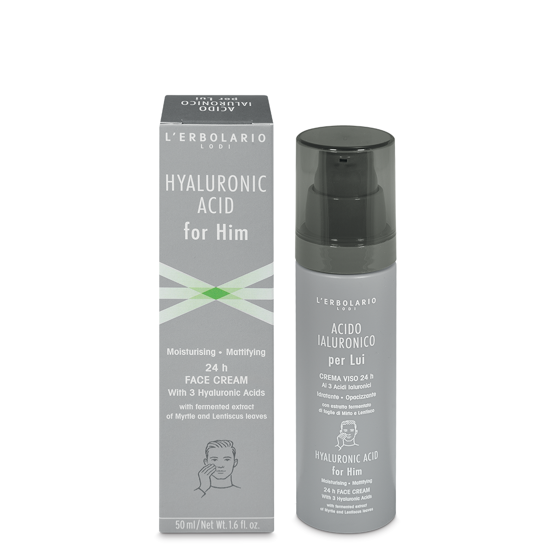 Crema de fata 24H hidratanta si matifianta cu acid hialuronic pentru barbati, 50ml