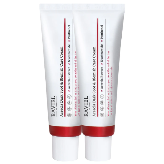 Crema de fata cu acerola impotriva petelor si imperfectiunilor, 2 x 50ml, Raviel