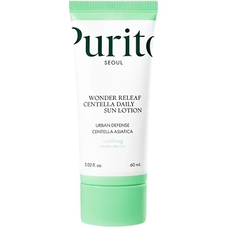 Crema de fata cu protectie solara Wonder Releaf Centella Daily Sun Lotion SPF50+ PA++++, 60ml, Purito