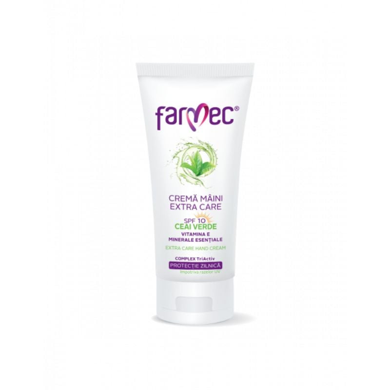 Crema de maini cu SPF 10 si ceai verde Extra Care, 100 ml, Farmec