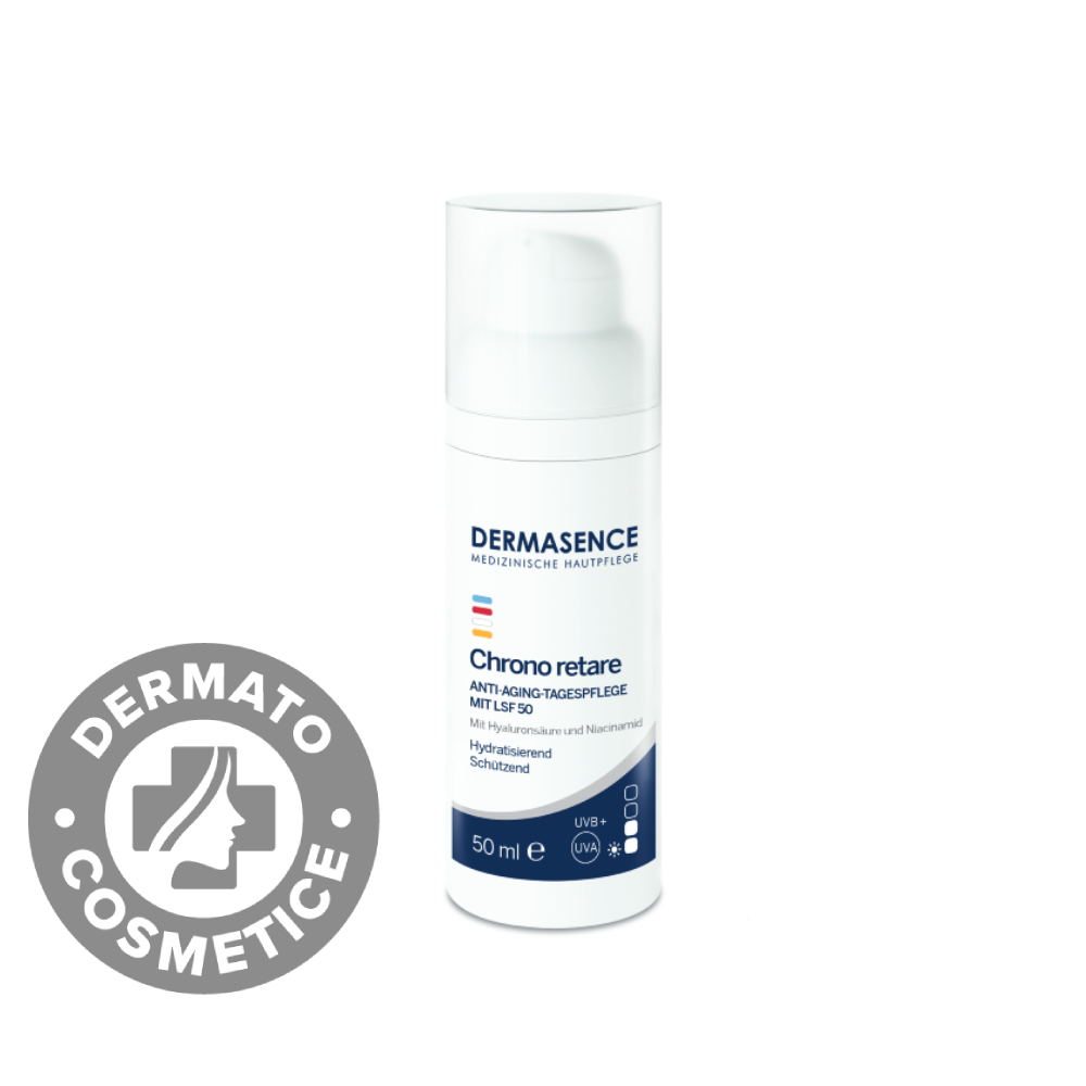 Crema de zi anti-aging pentru ten matur cu SPF50 Chrono Retare 50+, 50ml, Dermasence