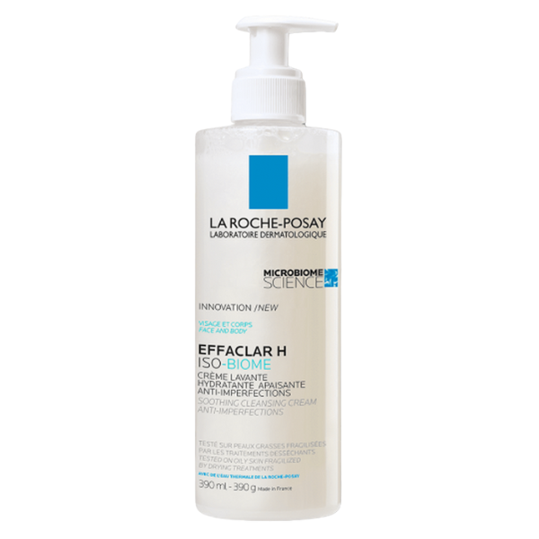 Crema hidratanta de spalare pentru pielea grasa fragilizata Effaclar H Iso-Biome, La Roche-Posay | 390 ml