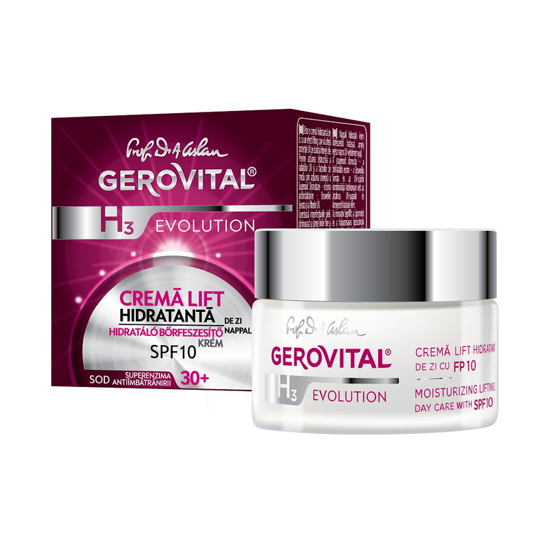 Crema lift hidratanta de zi SPF 10 30+ H3 Evolution, Gerovital, Farmec | 50 ml