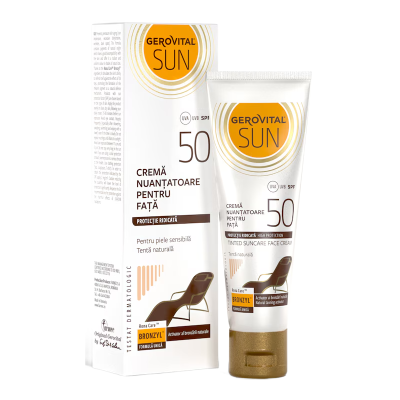 Crema nuantatoare pentru fata SPF50 Sun, 50 ml, Gerovital
