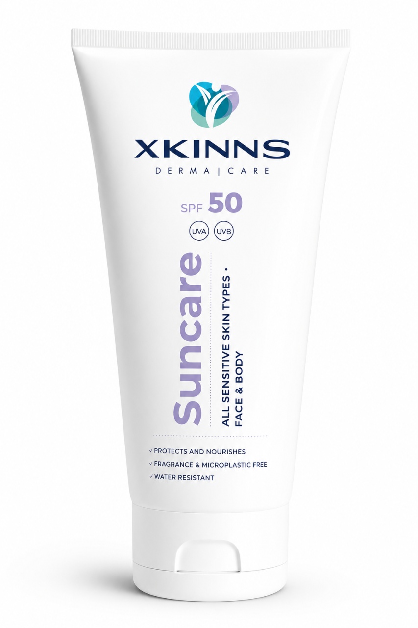 Cremă protecție solară SPF 50 pentru piele sensibilă – fără parfum, rezistentă la apă, 150 ml