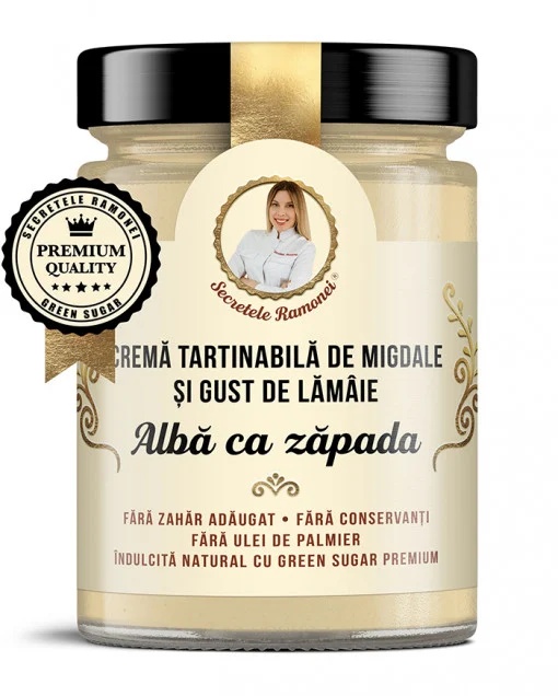 Crema tartinabila Alba ca Zapada Secretele Ramonei cu lamaie si migdale coapte, 350g, Remedia
