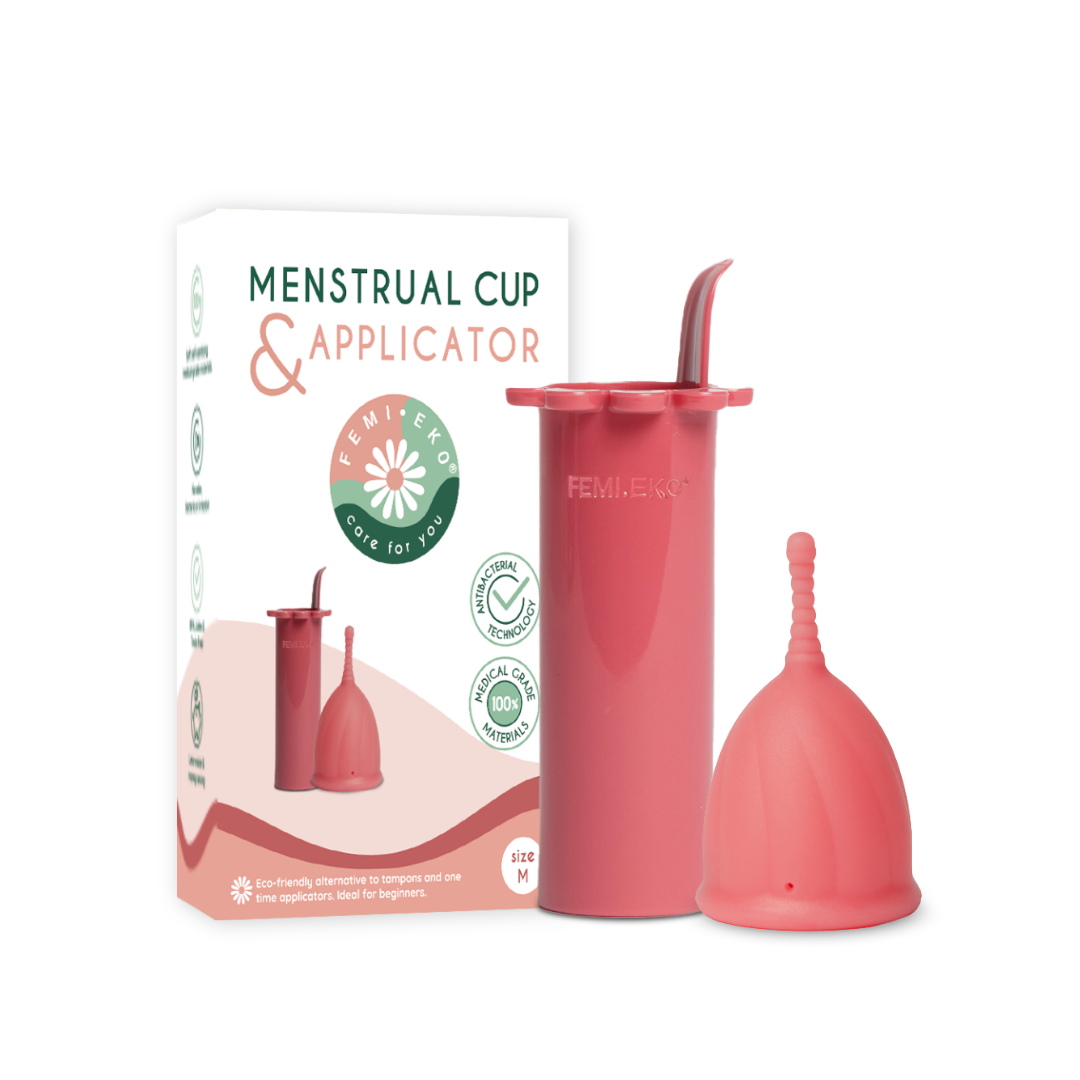 Cupa menstruala cu aplicator Powder Marimea B, 1 bucata, Femi.Eko