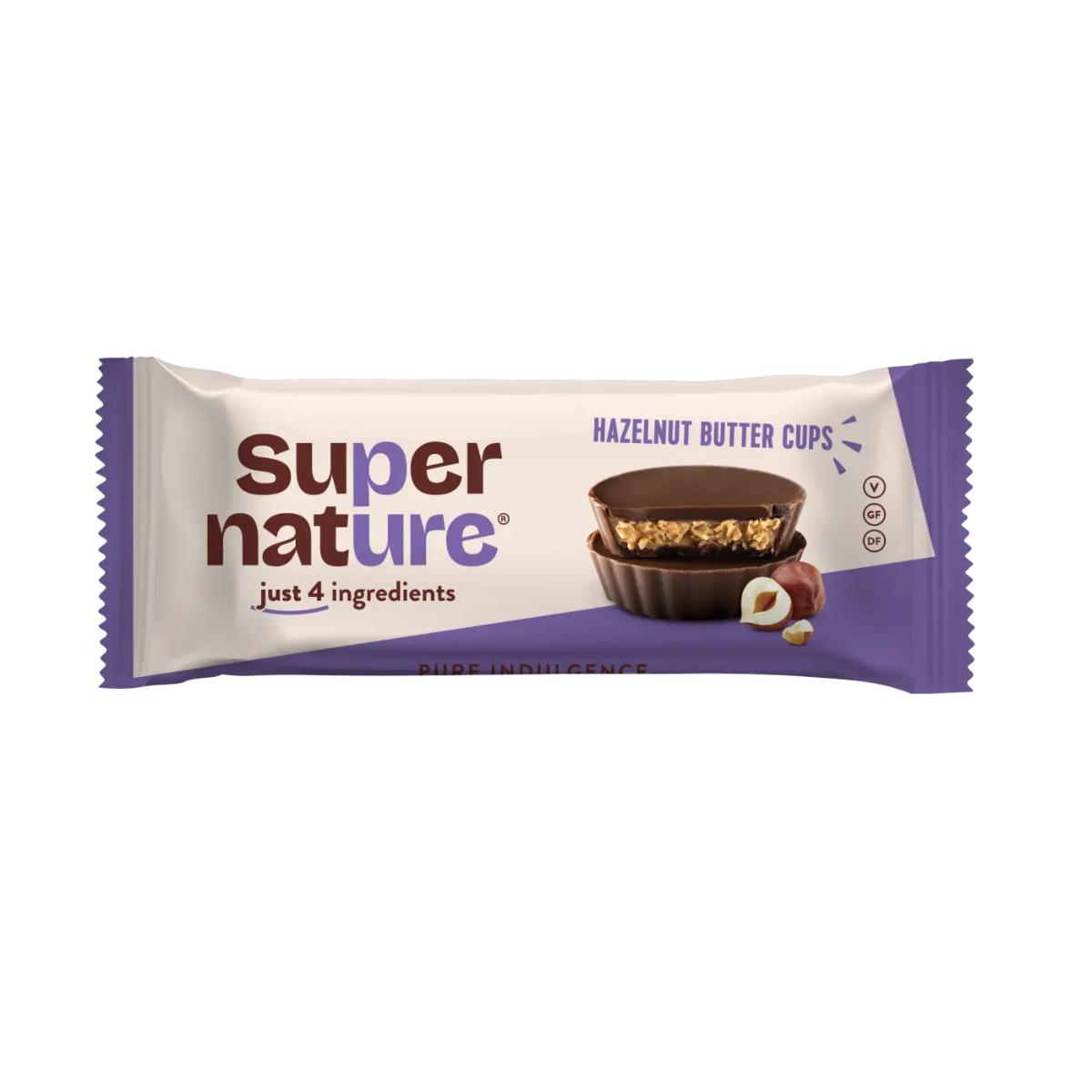 Cupe de ciocolata cu unt de alune de padure bio, 34g, Super Nature