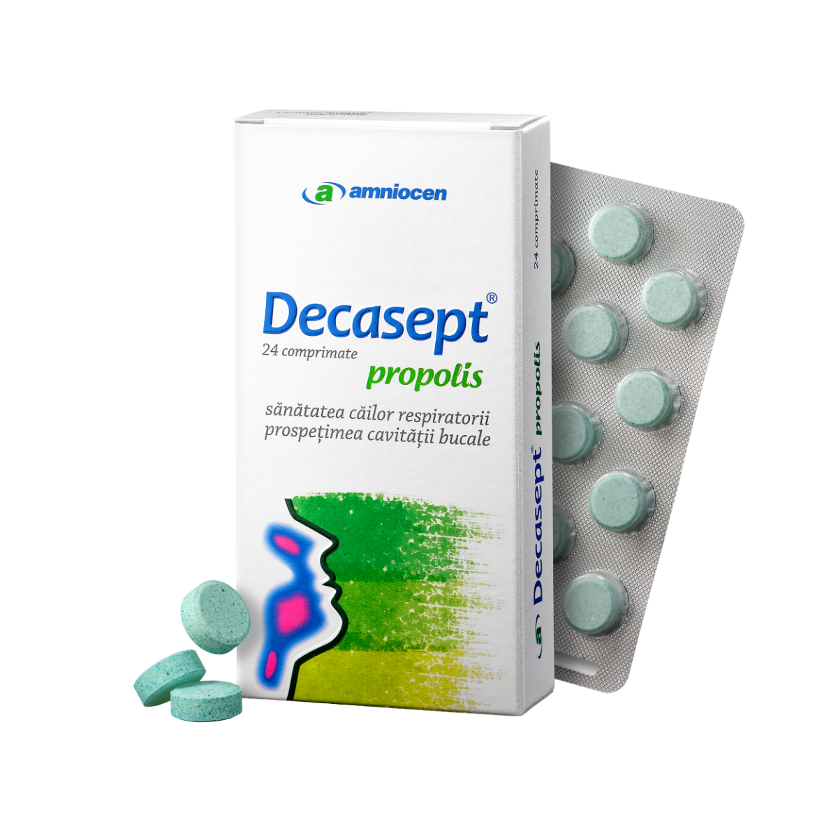 Decasept propolis, 24 comprimate, Amniocen