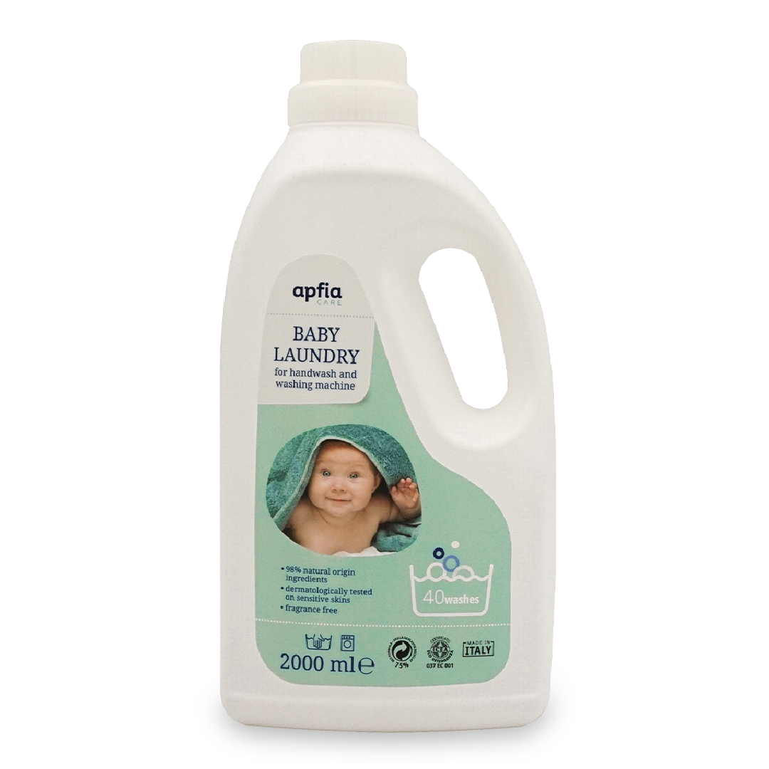 Detergent de rufe lichid Eco, pentru bebelusi, fara parfum, 40 spalari, 2L, Apfia Care