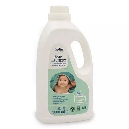 Detergent de rufe lichid Eco, Pentru Bebelusi, Fara parfum, 40 spalari, 2L, Apfia Care