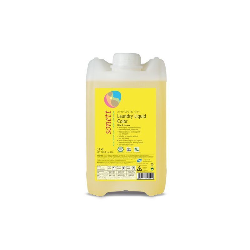 Detergent lichid pentru rufe colorate cu menta si lamaie, ecologic, 5L, Sonett