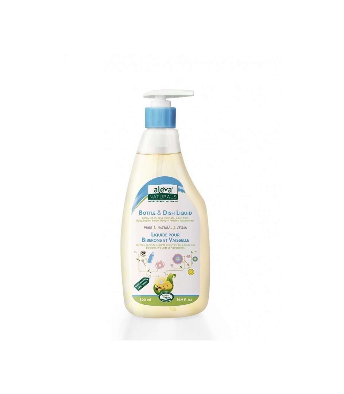 Detergent pentru biberoane si vesela fara parfum, 500 ml, Aleva Naturals
