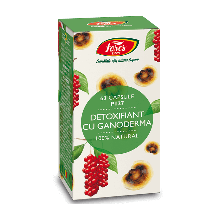 Detoxifiant cu ganoderma, 63 capsule, Fares