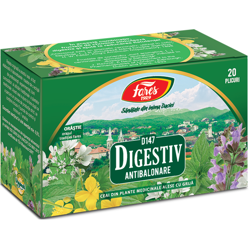 Digestiv Antibalonare, D147, ceai la plic, Fares | 20 plicuri