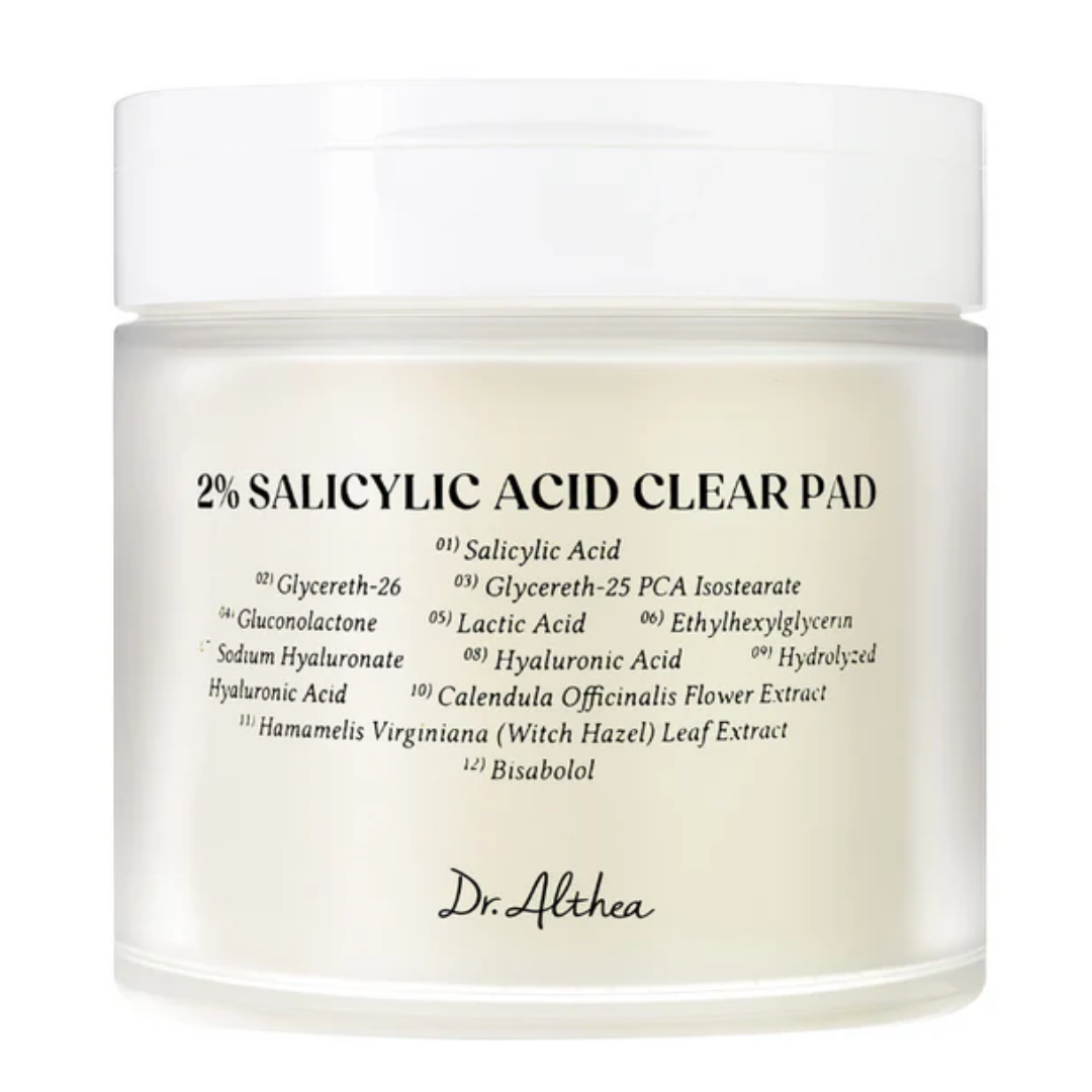 Dischete pentru ten infuzate cu 2% acid salicilic Clear Pad, 65 bucati, Dr. Althea