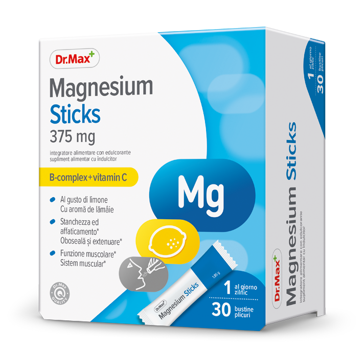 Dr. Max Magnesium Sticks 375mg, 30 plicuri orodispersabile