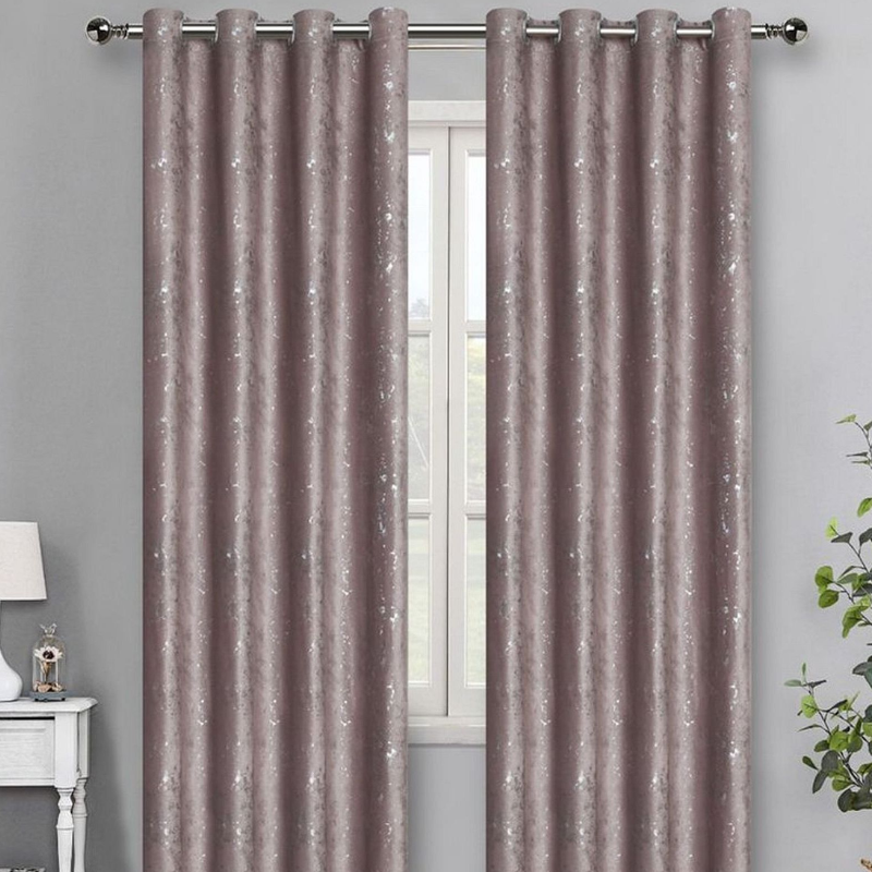 Draperie catifea BELLA Roz pudra si argintiu, Perpetuum | 140 x 245 cm