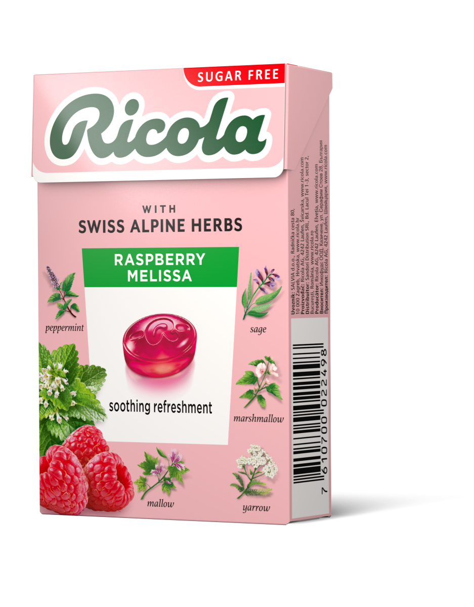 Dropsuri din plante Raspberry Melissa, 40g, Ricola
