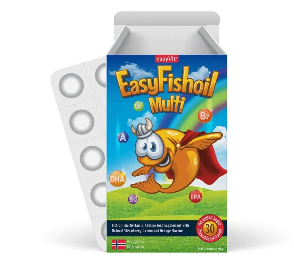 Easy Fishoil Multivitamine si Omega 3, 30 comprimate masticabile, Easy Vit