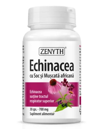 Echinacea cu Soc si Muscata africana, 700mg, 30 capsule, Zenyth