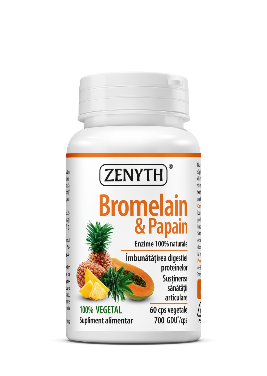Enzime digestive Bromelain & Papain, 60 capsule, Zenyth