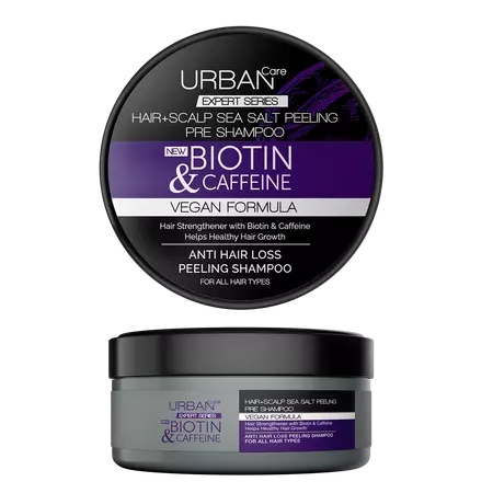 Exfoliant pre-samponare cu sare de mare, biotina si cofeina, 200ml, Urban Care