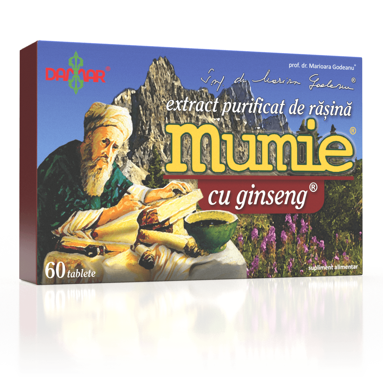 Extract purificat de rasina Mumie cu Ginseng, 60 tablete, Damar