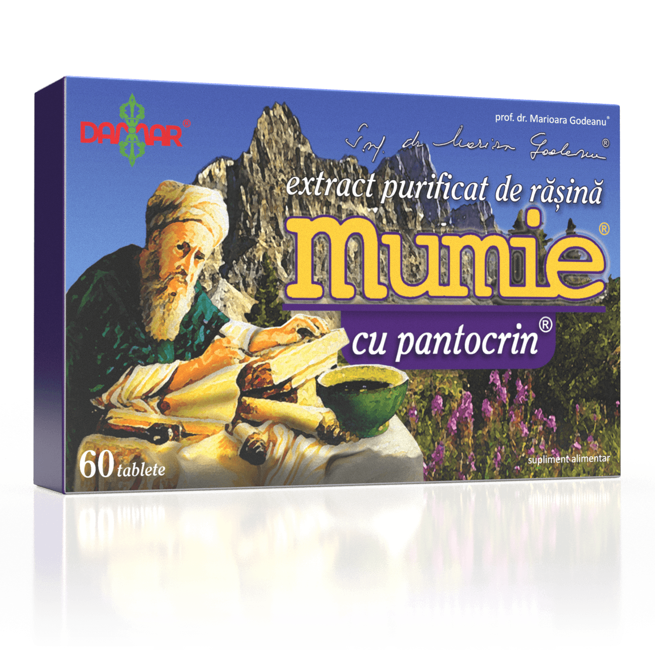 Extract purificat de rasina Mumie cu Pantocrin, 60 tablete, Damar