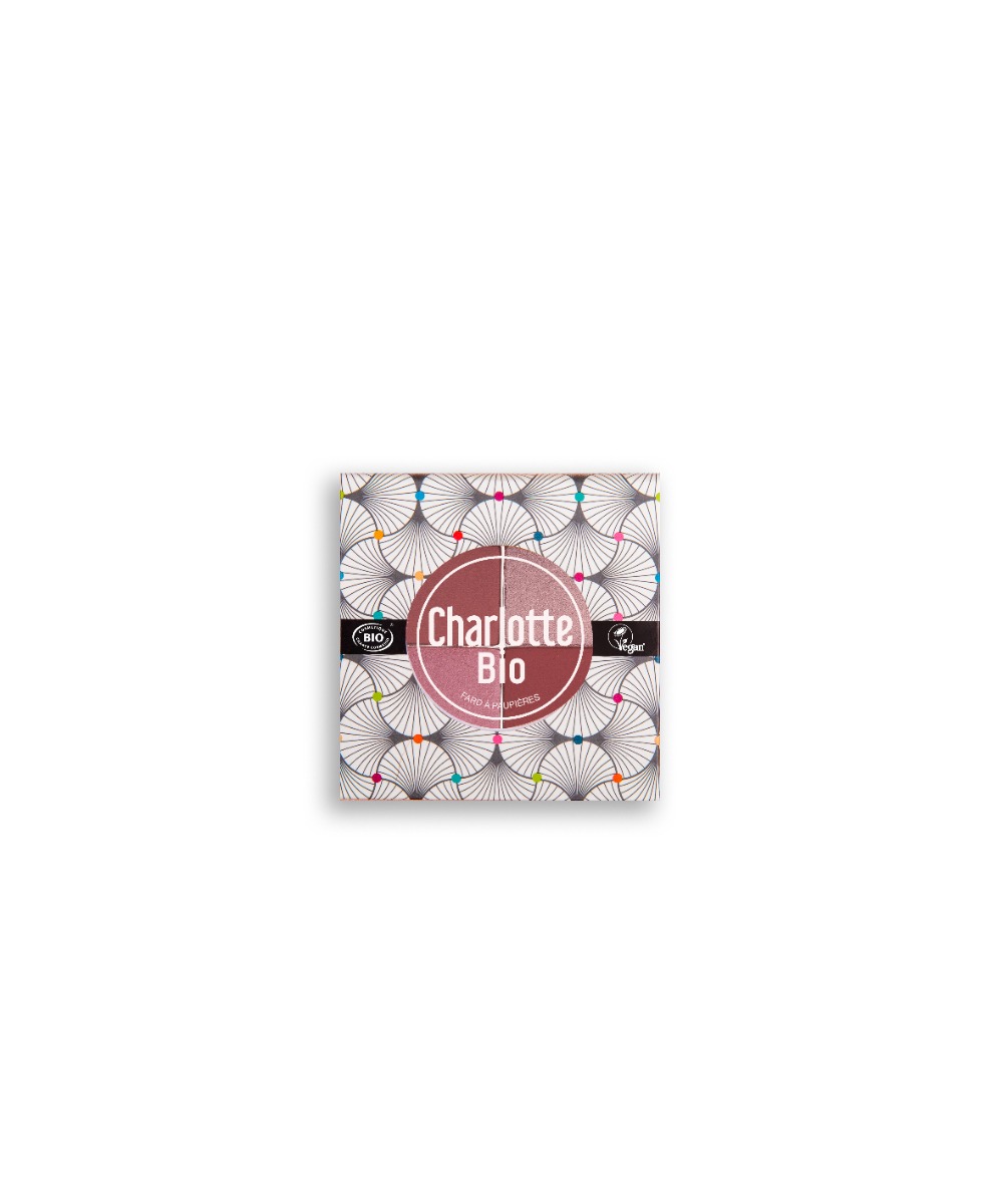 Fard bio pentru pleoape paleta in 4 culori cu Acid Hialuronic si Castravete Pink, 5.6g, Charlotte Bio