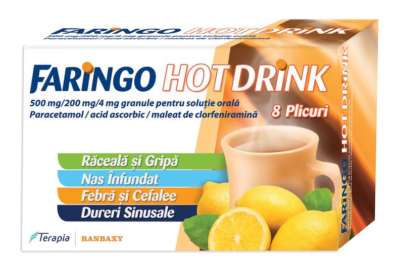 FARINGO HOT DRINK 500 MG/200 MG/4 MG X 8